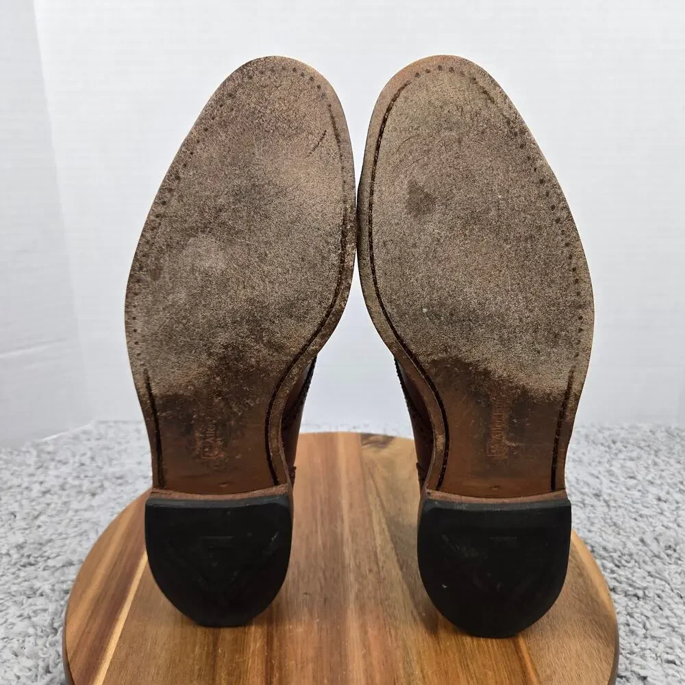 Allen Edmonds Mens 10D 6th Avenue Brown Leather Cap Toe Brogue Oxford Shoe 2026